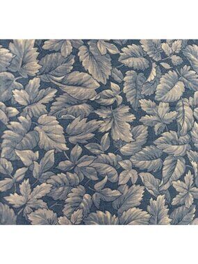 Blue Fabric White Leaf Pattern 13" x 35" Cotton Material Quilting Crafting Suppl